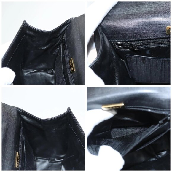 BALLY Hand Bag Leather Black Gold Auth 126005 - Picture 15 of 16